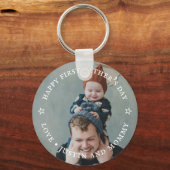 1e Vaderdag pappa Son Daughter Pas Foto aan Sleutelhanger (Voorkant)