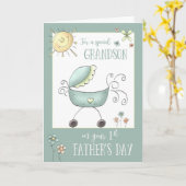 1e Vaderdag voor een speciale kleinzoon Kaart (Gele Bloem)