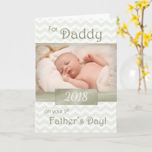 1e Vaderdag voor papa - aangepaste foto's en jaar Kaart (Gele Bloem)