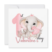1e Valentijnsdag meisje roze olifant Valentijns