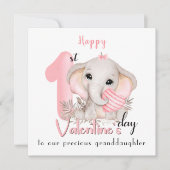 1e Valentijnsdag meisje roze Valentijnsdag Kaart (Voorkant)