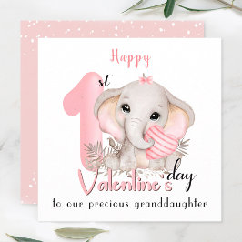 1e Valentijnsdag meisje roze Valentijnsdag Kaart