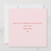 1e Valentijnsdag meisje roze Valentijnsdag Kaart (Achterkant)