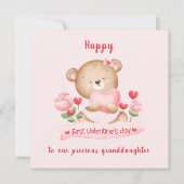 1e Valentijnsdag meisje roze Valentijnsdag Kaart (Voorkant)