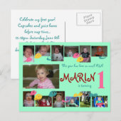 1e verjaardag 12 maanden foto briefkaart (Voorkant / Achterkant)