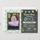 1e Verjaardag 1 Aloha Tropical Photo Party Uitnodi Kaart (Voorkant)