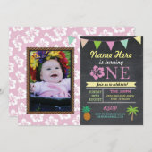 1e verjaardag 1 Aloha tropische fotopartij nodigt  Kaart (Voorkant / Achterkant)