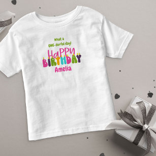 1e verjaardag, 1-derful dag kleurrijke kaarsen kinder shirts