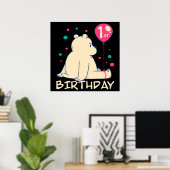 1e verjaardag  | 1 jaar Baby | Baby Cadeau Poster (Thuiskantoor)