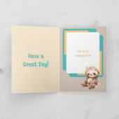 1e verjaardag 1 vandaag naam schattig luiaard brui kaart (Binnen)