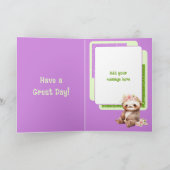 1e verjaardag 1 vandaag naam schattig luiaard groe kaart (Binnen)