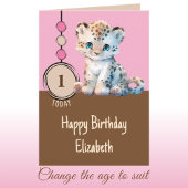1e verjaardag 1 vandaag naam schattige luipaard ro kaart