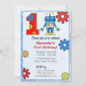 1e verjaardag Aangepast voor robot Kaart (Voorkant)