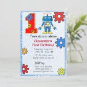 1e verjaardag Aangepast voor robot Kaart (Staand voorkant)