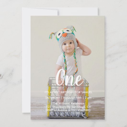 1e verjaardag aangepaste foto kaart (Voorkant)