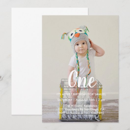 1e verjaardag aangepaste foto kaart (Voorkant / Achterkant)