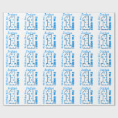 1e verjaardag aangepaste naam blauwe sterren numme cadeaupapier (Vlak)