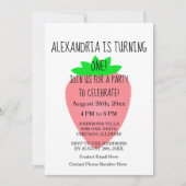 1e verjaardag aardbei roze baby meisje aangepaste  kaart (Voorkant)