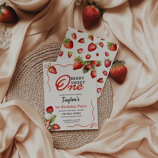 1e verjaardag aardbeien uitnodiging