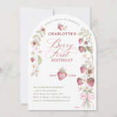 1e verjaardag aardbeienbessen eerste verjaardag fo kaart (Voorkant)