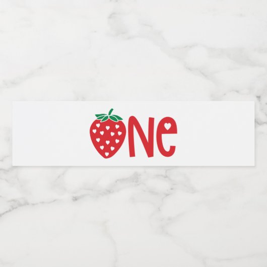 1e verjaardag aardbeienthema Sweet One Waterfles Etiket (Enkel label)
