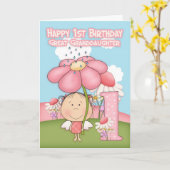 1e verjaardag - achterkleindochter - Wenskaart Kaart (Gele Bloem)