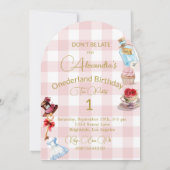 1e verjaardag Alice in Wonderland Gingham Pink Kaart (Achterkant)