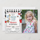 1e verjaardag Alice in Wonderland Uitnodiging (Voorkant)