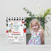 1e verjaardag Alice in Wonderland Uitnodiging (Staand voorkant)