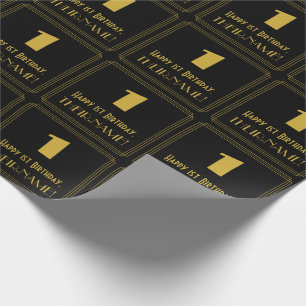 1e verjaardag - Art Deco Geïnspireerde look "1" en Cadeaupapier