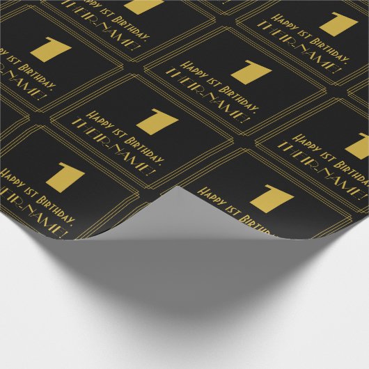 1e verjaardag - Art Deco Geïnspireerde look "1" en Cadeaupapier (Hoek)