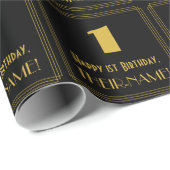 1e verjaardag - Art Deco Geïnspireerde look "1" en Cadeaupapier (Rol Hoek)