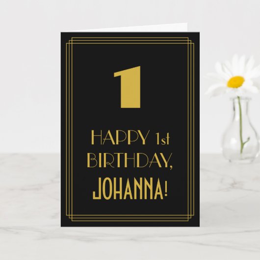 1e verjaardag - Art Deco Geïnspireerde look "1" en Kaart (Kleine Plant)