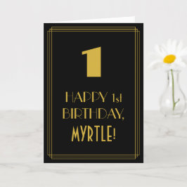1e verjaardag ~ Art Deco geïnspireerde look "1" &  Kaart