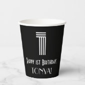 1e verjaardag — Art Deco Geïnspireerde look "1" +  Papieren Bekers (Voorkant)