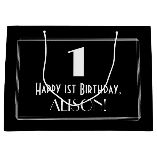 1e verjaardag: Art Deco geïnspireerde stijl "1", n Groot Cadeauzakje (Voorkant)