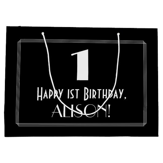 1e verjaardag: Art Deco geïnspireerde stijl "1", n Groot Cadeauzakje (Achterkant)