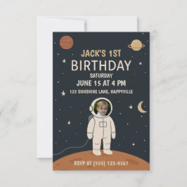 1e verjaardag Astronaut Rocket Ship Verjaardag Fot Kaart