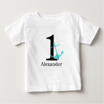 1e Verjaardag Baby Boy Nautisch Anker Custom Name