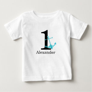 1e Verjaardag Baby Boy Nautisch Anker Custom Name