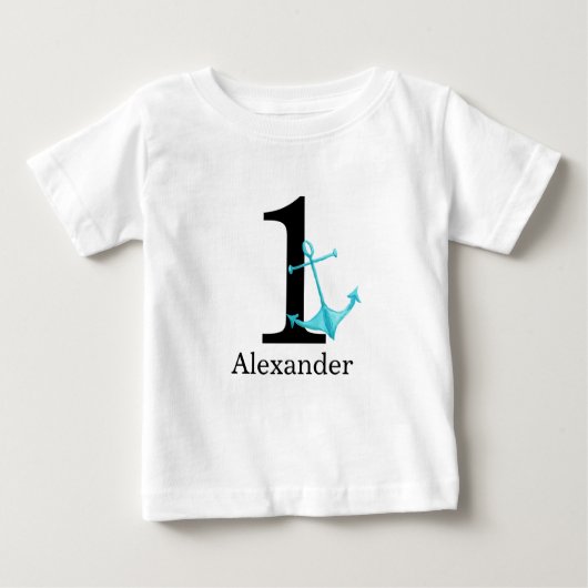 1e Verjaardag Baby Boy Nautisch Anker Custom Name (Voorkant)