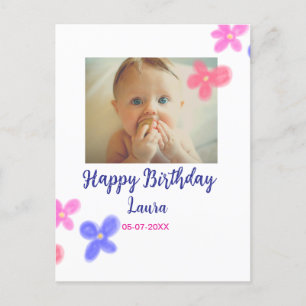 1e verjaardag baby kids naam datum toevoegen foto  briefkaart