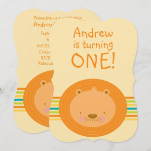 1e verjaardag Baby Lion Party Kaart