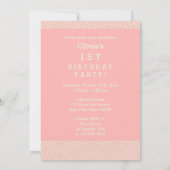 1e verjaardag Baby Meisje op Telefoon Roze Chevron Kaart (Achterkant)