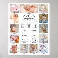1e verjaardag baby mijlpaal aangepaste foto-collag