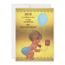 1e verjaardag Baby Phone Ballon Gold Chevrons