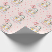1e verjaardag Baby Pinguïn Roze Cadeaupapier (Hoek)