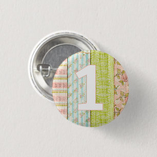 1e verjaardag Baby Shabby Chic Rozen Cottage Hout Ronde Button 3,2 Cm