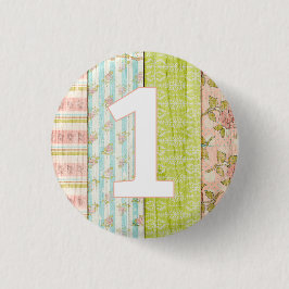 1e verjaardag Baby Shabby Chic Rozen Cottage Hout Ronde Button 3,2 Cm
