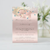 1e verjaardag Baby shower Elephant Gold Confetti Kaart (Staand voorkant)